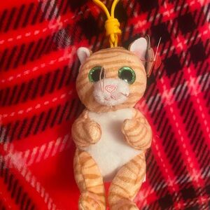 Ty Beanie Bellies Orange Striped Cat Keychain